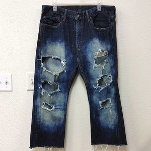 LEVI'S 559 36/30 ( CUT OFF AT 23") DISTRESSED/BLEACHED MENS JEANS